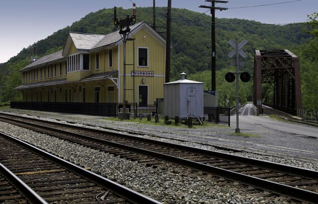 railroad tracks and depot